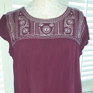 Boho embroidered  short sleeve top